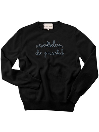 "nevertheless, she persisted" Crewneck Sweater Lingua Franca NYC Black XS 