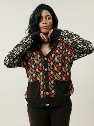 Jacquard Oversized Cardigan Sweater Lingua Franca NYC   