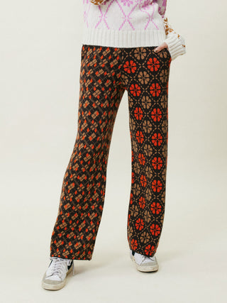 Jacquard Pants Sweater Lingua Franca NYC Chestnut Multi XS 