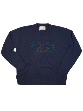 "pbs retro logo" Maxine Sweater Maxine LINGUA FRANCA NYC Navy XS