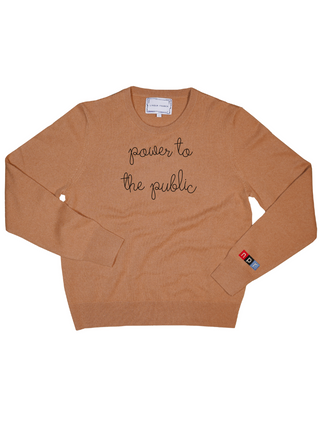 "power to the public" Women's Crewneck Cashmere Core LINGUA FRANCA NYC