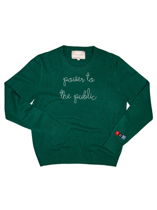"power to the public" Women's Crewneck Cashmere Core LINGUA FRANCA NYC