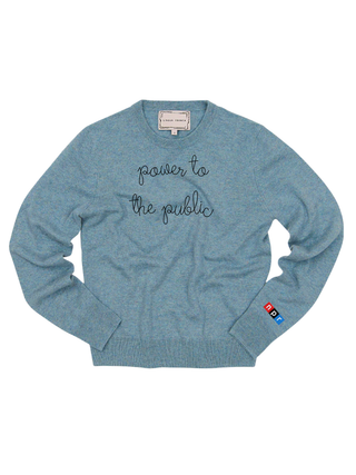 "power to the public" Women's Crewneck Cashmere Core LINGUA FRANCA NYC