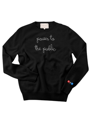 "power to the public" Women's Crewneck Cashmere Core LINGUA FRANCA NYC Black XS