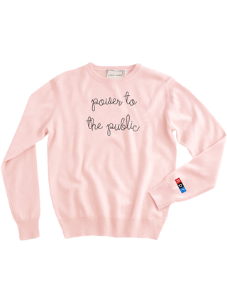 "power to the public" Women's Crewneck Cashmere Core LINGUA FRANCA NYC Pale Pink XS
