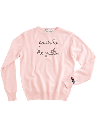 "power to the public" Women's Crewneck Cashmere Core LINGUA FRANCA NYC Pale Pink XS