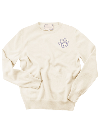 Custom Puppy Love WKC Crewneck Cashmere Core LINGUA FRANCA NYC Cream XS