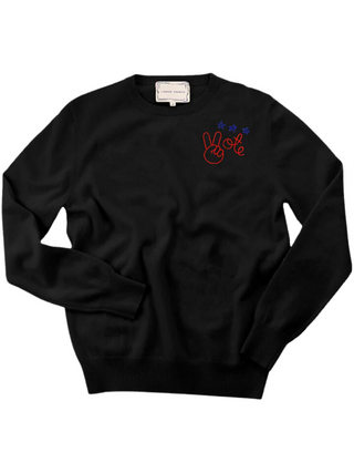 Peace + Vote Men's Crewneck Sweater LINGUA FRANCA NYC Black XS 