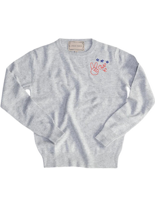 Peace + Vote Men's Crewneck Sweater LINGUA FRANCA NYC Smoke XS 