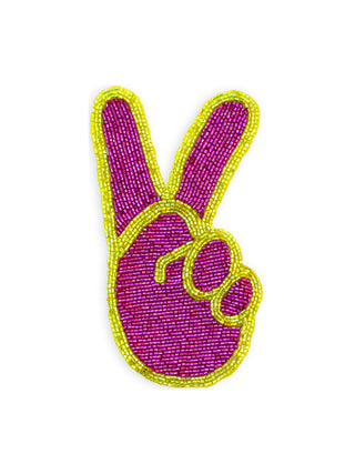 Beaded Peace Hand Patch Patch Lingua Franca NYC   
