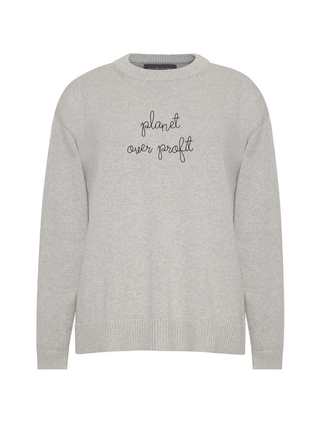 "planet over profit" Maxine Sweater Cotton Cashmere LINGUA FRANCA NYC Smoke XS