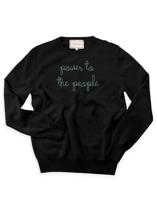 "power to the people" Crewneck Womens Lingua Franca NYC Black XS 