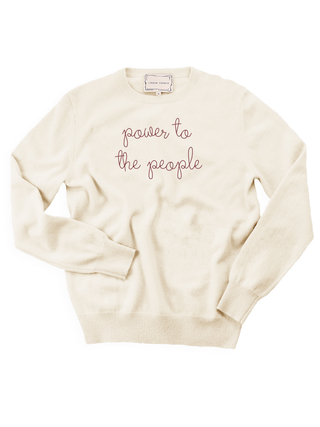 "power to the people" Crewneck Womens Lingua Franca NYC Cream XS 