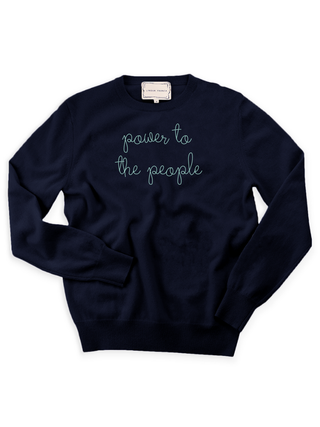 "power to the people" Crewneck Womens Lingua Franca NYC Navy XS 