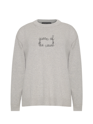 "queen of the court" Maxine Sweater Cotton Cashmere LINGUA FRANCA NYC Smoke XS