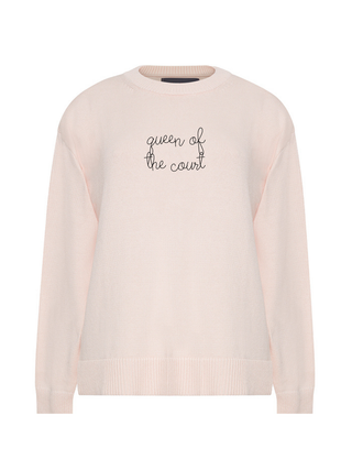 "queen of the court" Maxine Sweater Cotton Cashmere LINGUA FRANCA NYC Pale Pink XS