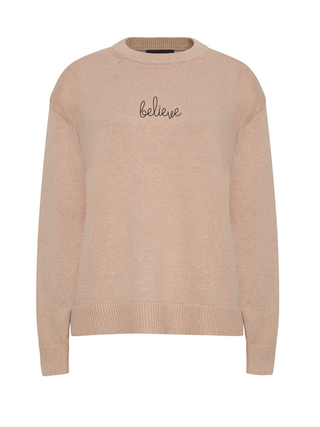 "believe" Maxine Sweater Cotton Cashmere LINGUA FRANCA NYC Oatmeal XS
