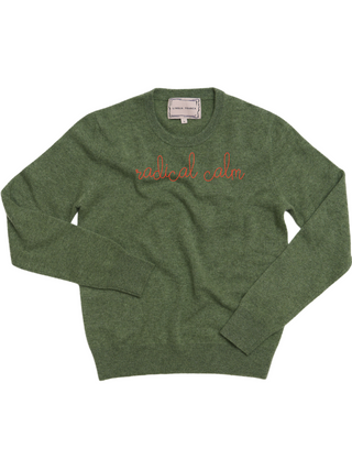 "radical calm" Women's Crewneck Sweater Donation10p Olive XS 