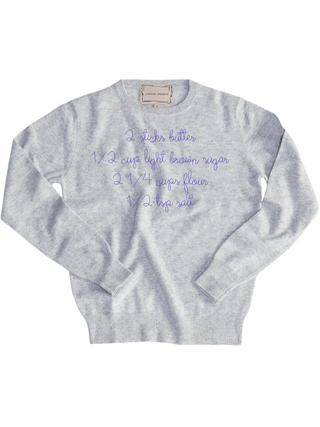 "recipe" Women's Crewneck Sweater LINGUA FRANCA NYC Smoke XS 