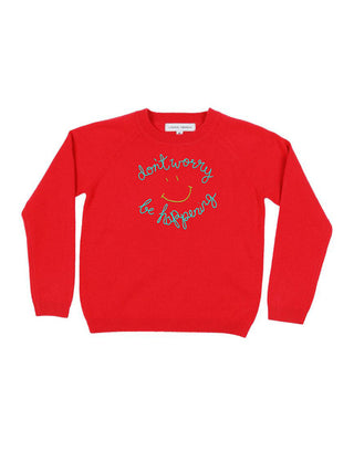 "don't worry be happening" Kids Crewneck Sweater Lingua Franca NYC   