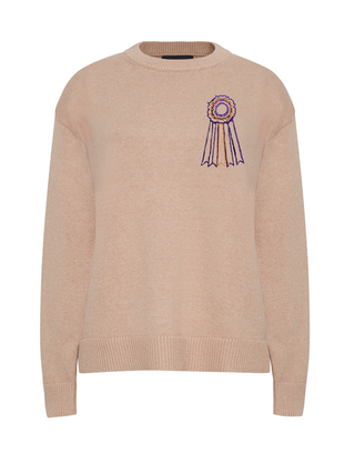 "WKC ribbon" Maxine Sweater Cotton Cashmere LINGUA FRANCA NYC Oatmeal XS
