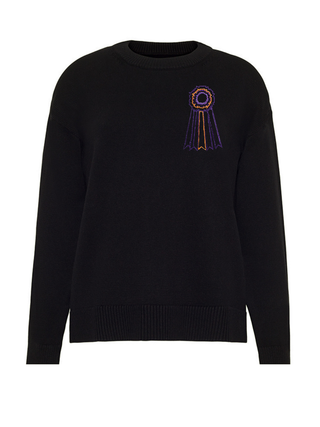 "WKC ribbon" Maxine Sweater Cotton Cashmere LINGUA FRANCA NYC Black XS