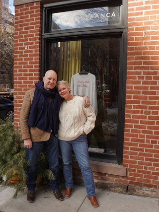 "hugs and resistance" Bjorn Crewneck CUSTOM LINGUA FRANCA NYC