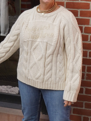 "hugs and resistance" Bjorn Crewneck CUSTOM LINGUA FRANCA NYC Cream XS