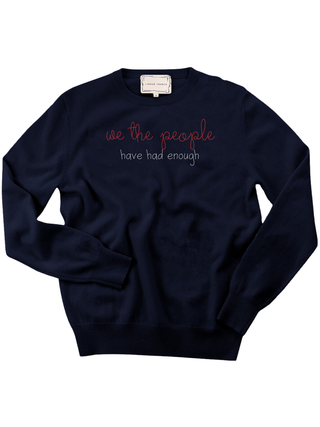 "we the people have had enough" Women's Crewneck Cashmere Core LINGUA FRANCA NYC Navy XS