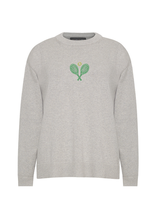 "serve up" Maxine Sweater Cotton Cashmere LINGUA FRANCA NYC Smoke XS