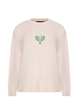 "serve up" Maxine Sweater Cotton Cashmere LINGUA FRANCA NYC Pale Pink XS