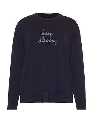 "always schlepping" Maxine Sweater Cotton Cashmere LINGUA FRANCA NYC Black XS