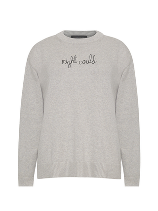 "might could" Maxine Sweater Cotton Cashmere LINGUA FRANCA NYC Smoke XS