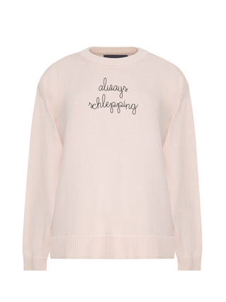 "always schlepping" Maxine Sweater Cotton Cashmere LINGUA FRANCA NYC Pale Pink XS