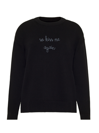 "so kiss me again" Maxine Sweater Cotton Cashmere LINGUA FRANCA NYC Black XS