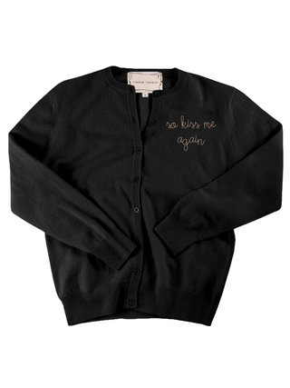 "so kiss me again" Classic Cardigan Cashmere Core LINGUA FRANCA NYC Black XS
