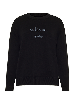 "so kiss me again" Maxine Sweater Cotton Cashmere LINGUA FRANCA NYC Black XS