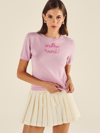 "another round?" Silk Cashmere Short Sleeve Crewneck