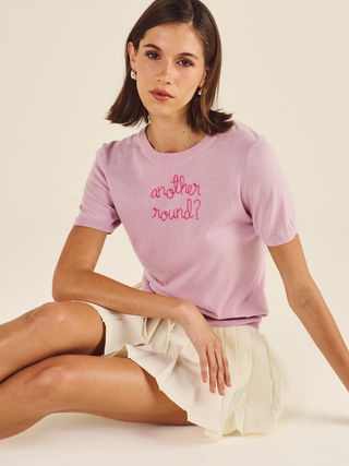 "another round?" Silk Cashmere Short Sleeve Crewneck
