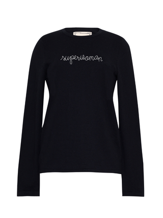 "superwoman" Mara Crewneck Cotton Silk Core LINGUA FRANCA NYC Black XS