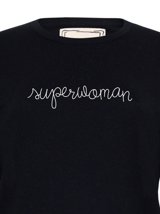 "superwoman" Mara Crewneck Cotton Silk Core LINGUA FRANCA NYC