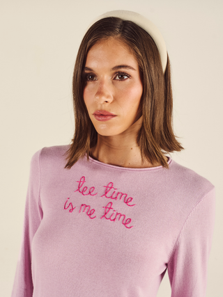 "tee time is me time" Silk Cashmere Crewneck