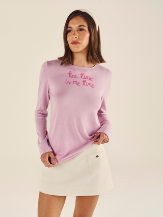 "tee time is me time" Silk Cashmere Crewneck