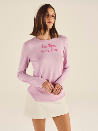 "tee time is me time" Silk Cashmere Crewneck