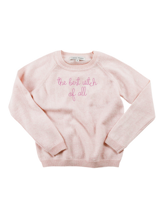 "the best witch of all" Kids' Crewneck Sweater Lingua Franca NYC Pale Pink 2T 