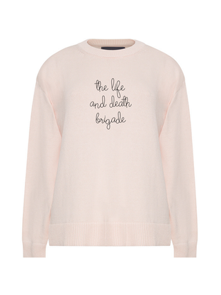 "the life and death brigade" Maxine Sweater Cotton Cashmere LINGUA FRANCA NYC Pale Pink XS