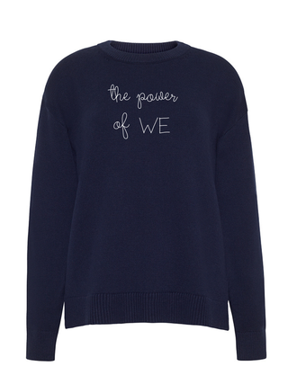 "the power of we" Maxine Sweater Cotton Cashmere LINGUA FRANCA NYC Navy XS