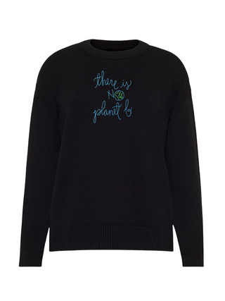"there is no planet b" Maxine Sweater Cotton Cashmere LINGUA FRANCA NYC Black XS