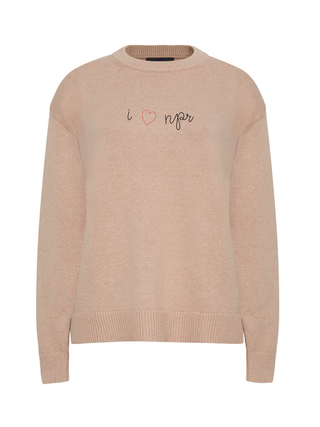 "i heart npr" Maxine Sweater Cotton Cashmere LINGUA FRANCA NYC Oatmeal XS