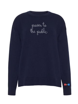 "power to the public" Maxine Sweater Cotton Cashmere LINGUA FRANCA NYC Navy XS